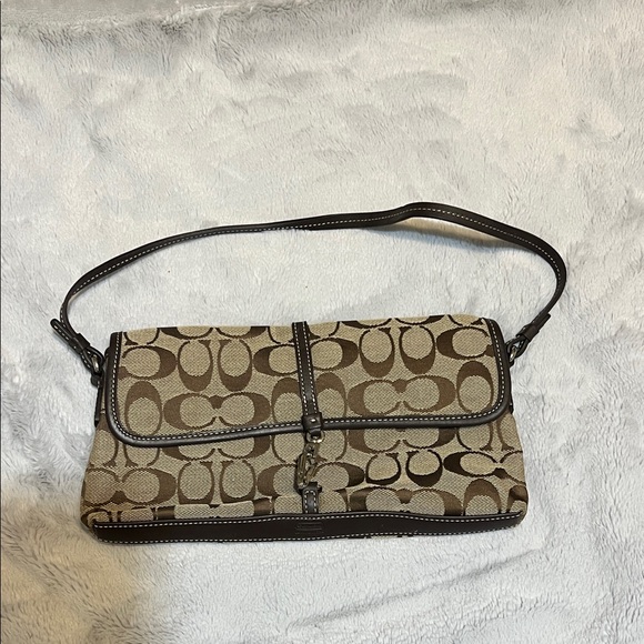 Coach Tan and Brown Signature Shoulder Bag - Picture 1 of 8